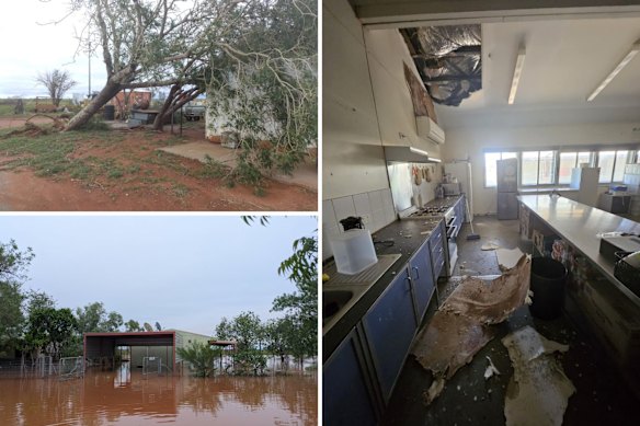Pictures of the damage, including flooding where the teacher’s accommodation is located. 