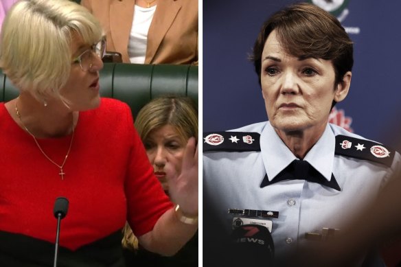 Police Minister Yasmin Catley and Police Commissioner Karen Webb 