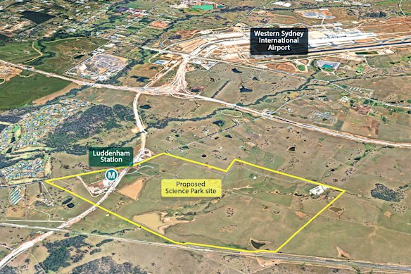 The Sydney Science Park will be located just 3km north of the new Western Sydney Airport.
