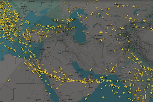 Flights diverted around the Gulf as Iran fired missiles at a US base in Qatar.