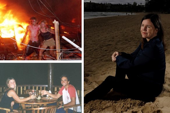  Bali bombing victim Marc Gajardo with his girlfriend Hanabeth Luke (also pictured now, right), who stopped to help Tom Singer (top left). 