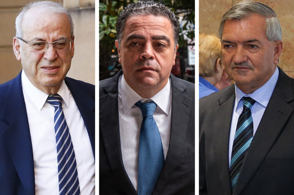 Former ministers (from left) Eddie Obeid, Joe Tripodi and Tony Kelly have been granted separate trials.