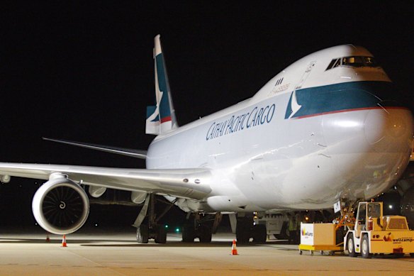 A Cathay Pacific Cargo 747 at Toowoomba Wellcamp Airport.