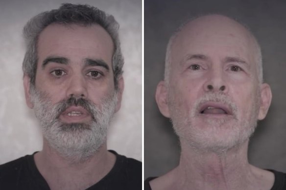 Omri Miran (left) and Keith Siegel appeared successful  a Hamas “proof of life” video this weekend.