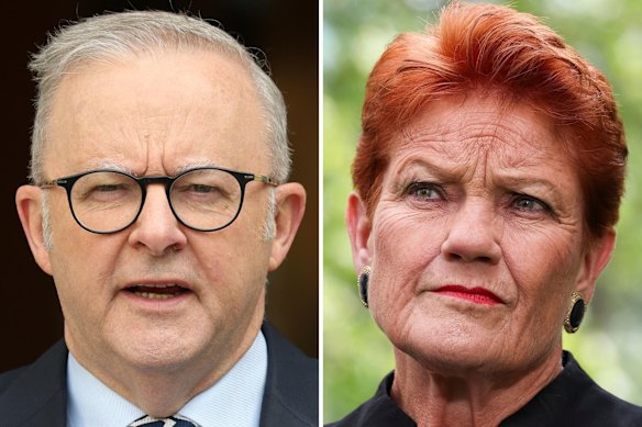 Prime Minister Anthony Albanese and One Nation leader Pauline Hanson.
