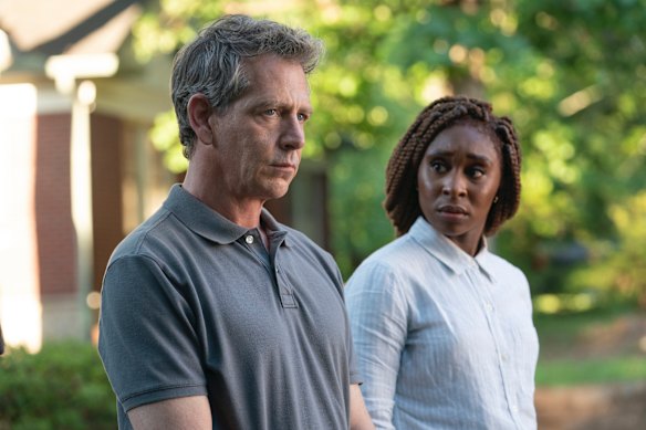 Ben Mendelsohn and Cynthia Erivo in The Outsider. 