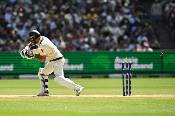 Jake Weatherald is bowled by Ben Stokes. 
