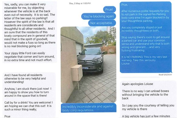 Text messages between Dr Prudence Manners and Louise St John Kennedy released by the court. 