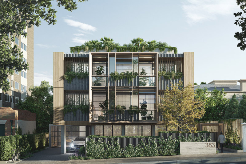 An artist’s impression of Fender Katsilidis’ plans for 383 Toorak Road, South Yarra.