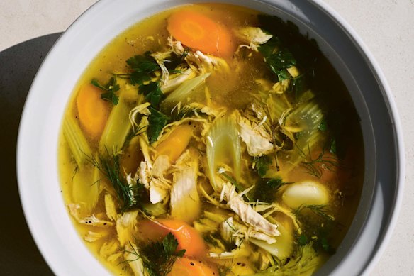 Chicken broth from Food You Want to Eat by Thomas Straker.
