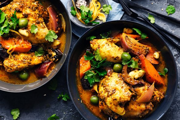 Neil Perry's chicken and green olive tagine.