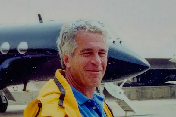 Epstein with one of his private jets, a symbol of wealth and privilege.