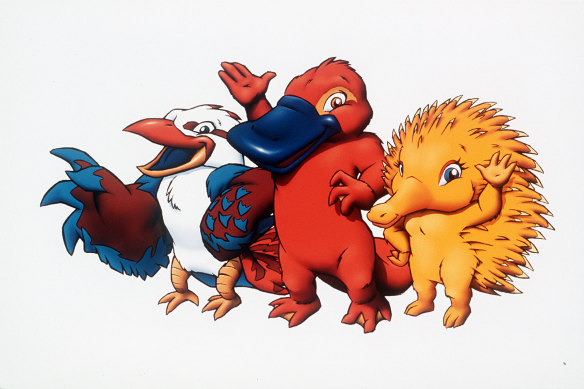 The official Sydney 2000 mascots Olly, Syd and Millie, who Roy and HG renamed “Dickhead”. 