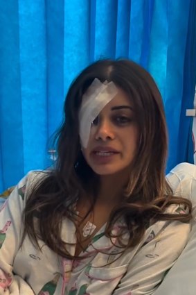 Hannah Thomas is in Bankstown Hospital with a serious eye injury requiring surgery after she was arrested with four others at a pro-Palestine protest in Sydney’s south-west.