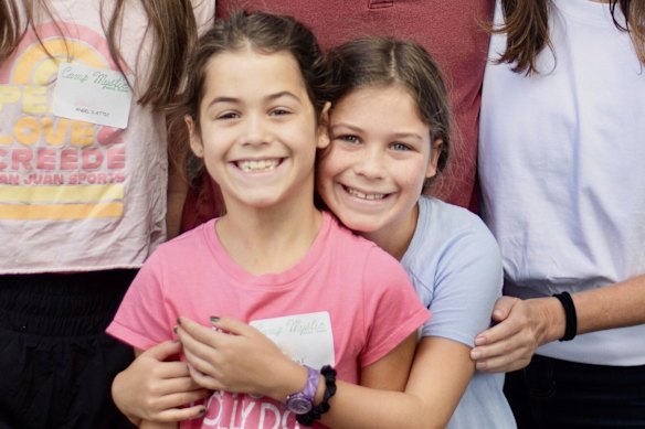 Twin sisters Hanna, left, and Rebecca Lawrence were killed by the flooding at Camp Mystic.