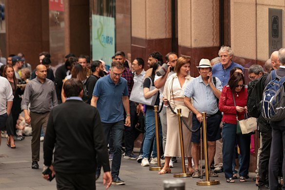 Long lines outside ABC Bullion on Sydney’s Martin Place in October last year, amid soaring gold prices