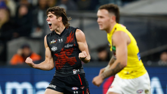 Sam Durham celebrates a goal.