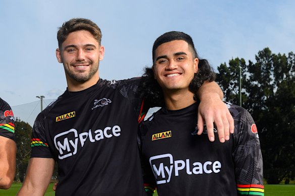 Mavrik Geyer with teammate Jesse McLean.