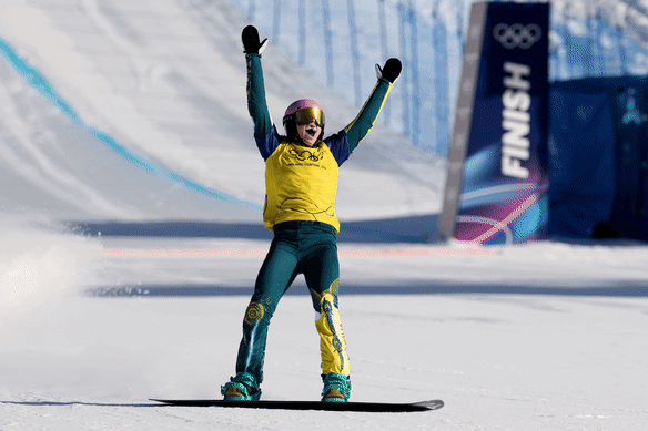 Josie Baff is victorious in the women’s snowboard cross.