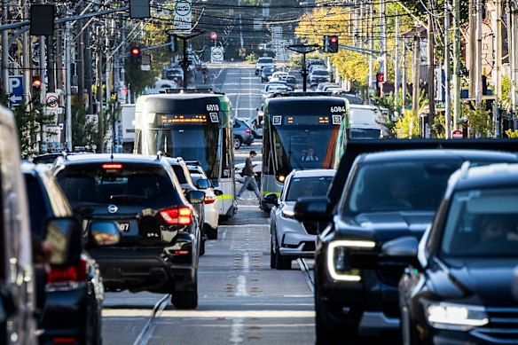 Brunswick Street between Johnston Street and Victoria Parade is the slowest part of the tram network.