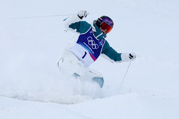 Jakara Anthony in the women’s moguls final.