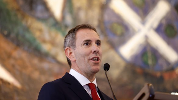 Treasurer Jim Chalmers at the Australian National University on Monday prior to the release of the Intergenerational Report.