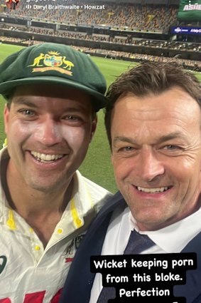 Adam Gilchrist’s Instagram post lauding Alex Carey’s performance at the Gabba.