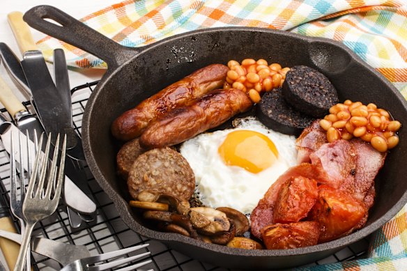 The “full Irish” … a traditional breakfast fry-up.