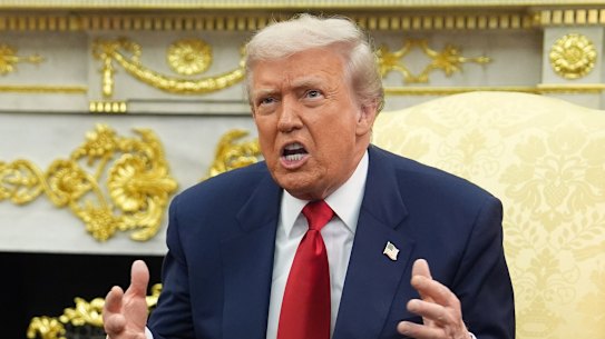 US President Donald Trump talks up his investment deal with Saudi Arabia in the White House on Tuesday.