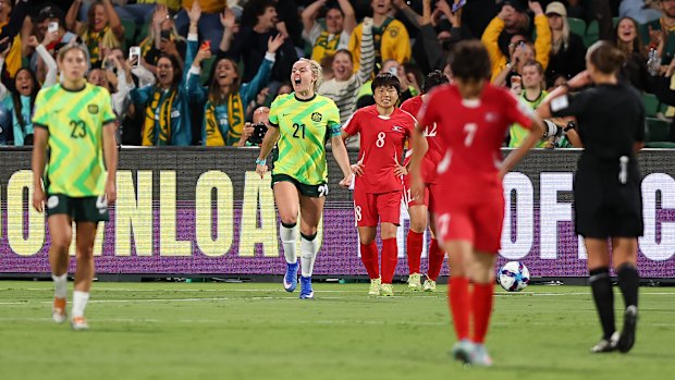 Ellie Carpenter soaks up Australia’s Asian Cup quarter-final victory over North Korea in Perth.