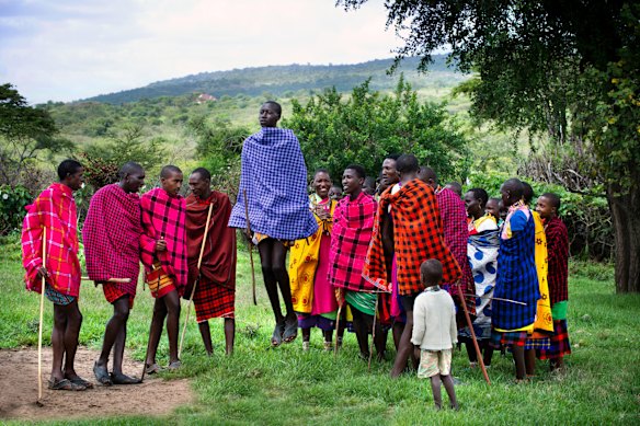 Maasai in their village.
