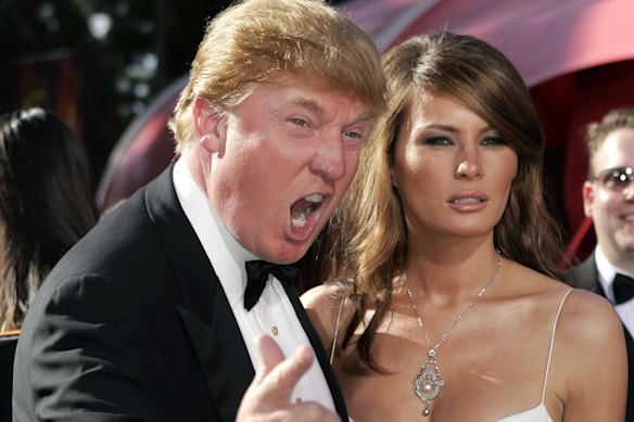 Donald Trump and Melania at the Emmy Awards in 2004.