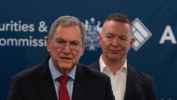 ASIC chair Joe Longo (left) and commissioner Alan Kirkland urged CBA to rethink its stance on fee refunds.