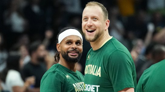 Australian basketball greats Patty Mills and Joe Ingles.