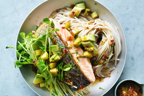 Cool salmon noodles for summer.