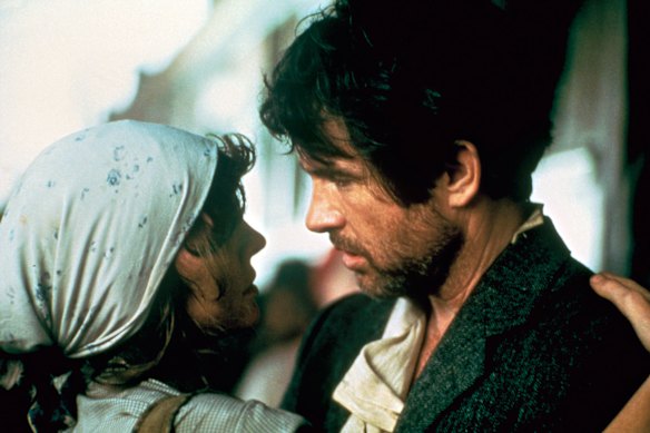 Diane Keaton opposite Warren Beatty - with whom she was also romantically involved - in the acclaimed film, Reds.