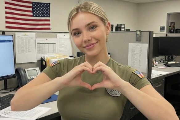 An AI generated image purporting to show a beautiful US soldier, Jessica Foster, that was in fact used to direct followers to an OnlyFans account.