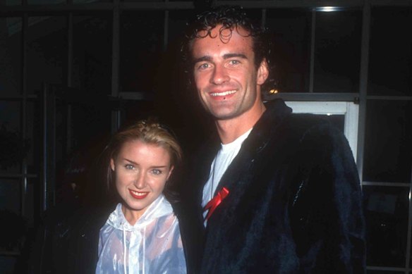 Julian McMahon and Dannii Minogue attend the US premiere of Strictly Ballroom in February 1993.