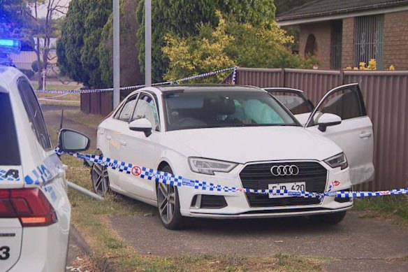 A vehicle was found abandoned not far from the scene of Friday morning’s shooting.