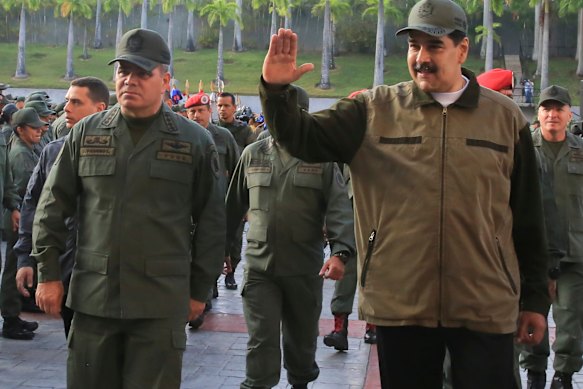 Vladimir Padrino Lopez, left with Maduro, has been Venezuela’s defence minister since October 2014, making him one of the longest-serving officials in the government.