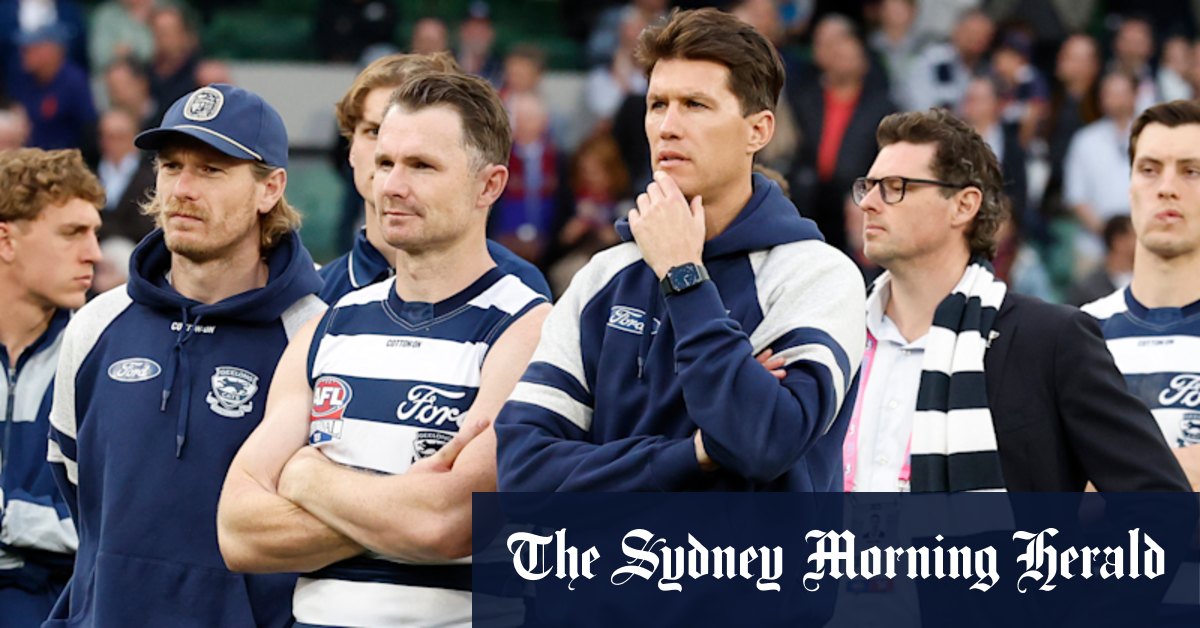 Geelong Cats players devastated in rooms after loss to Brisbane Lions