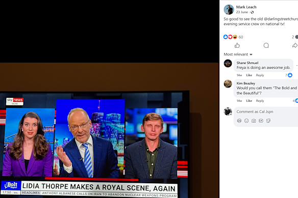 Mark Leach comments on Freya Leach, James Macpherson and Stephen Chavura reuniting on a Sky broadcast.