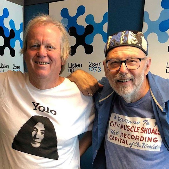 Music journalist and author Stuart Coupe with his friend.