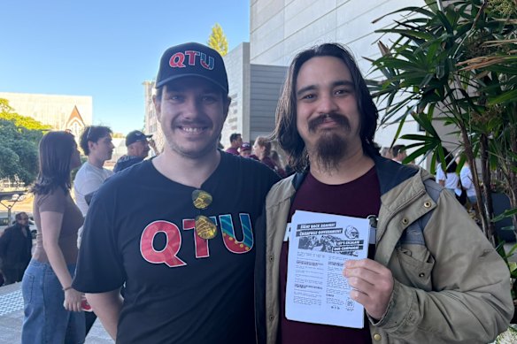 Teacher Jack Diamond (left) at the teachers’ strike in August.