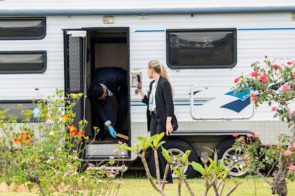 Police at the Bossley park home after Wednesday night’s shooting.