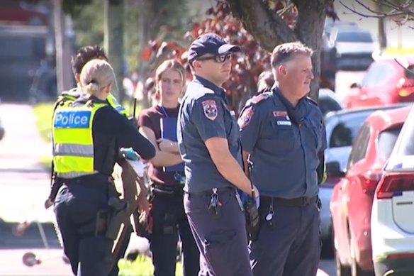Police at the scene of the suspected shooting at Bayswater on Saturday evening.