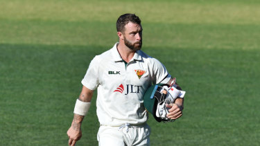 Wade, seen here playing for Tasmania earlier this season, is doing all he can to earn a Test recall.