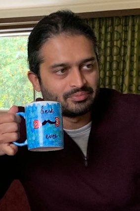 Prabhu, pictured with a cup his daughter made, was remembered as a loving, generous man.