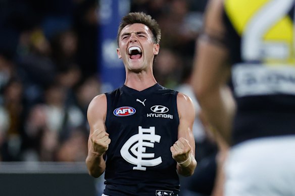 Jagga Smith celebrates after the siren.