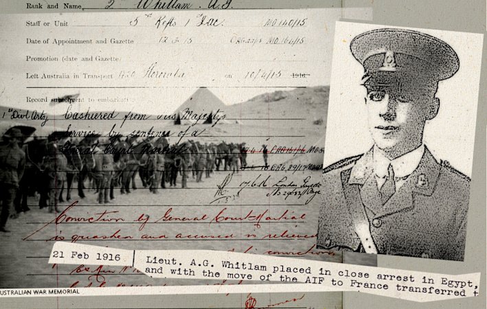 Gordon Whitlam’s 30-year fight to clear his name after World War I court martial